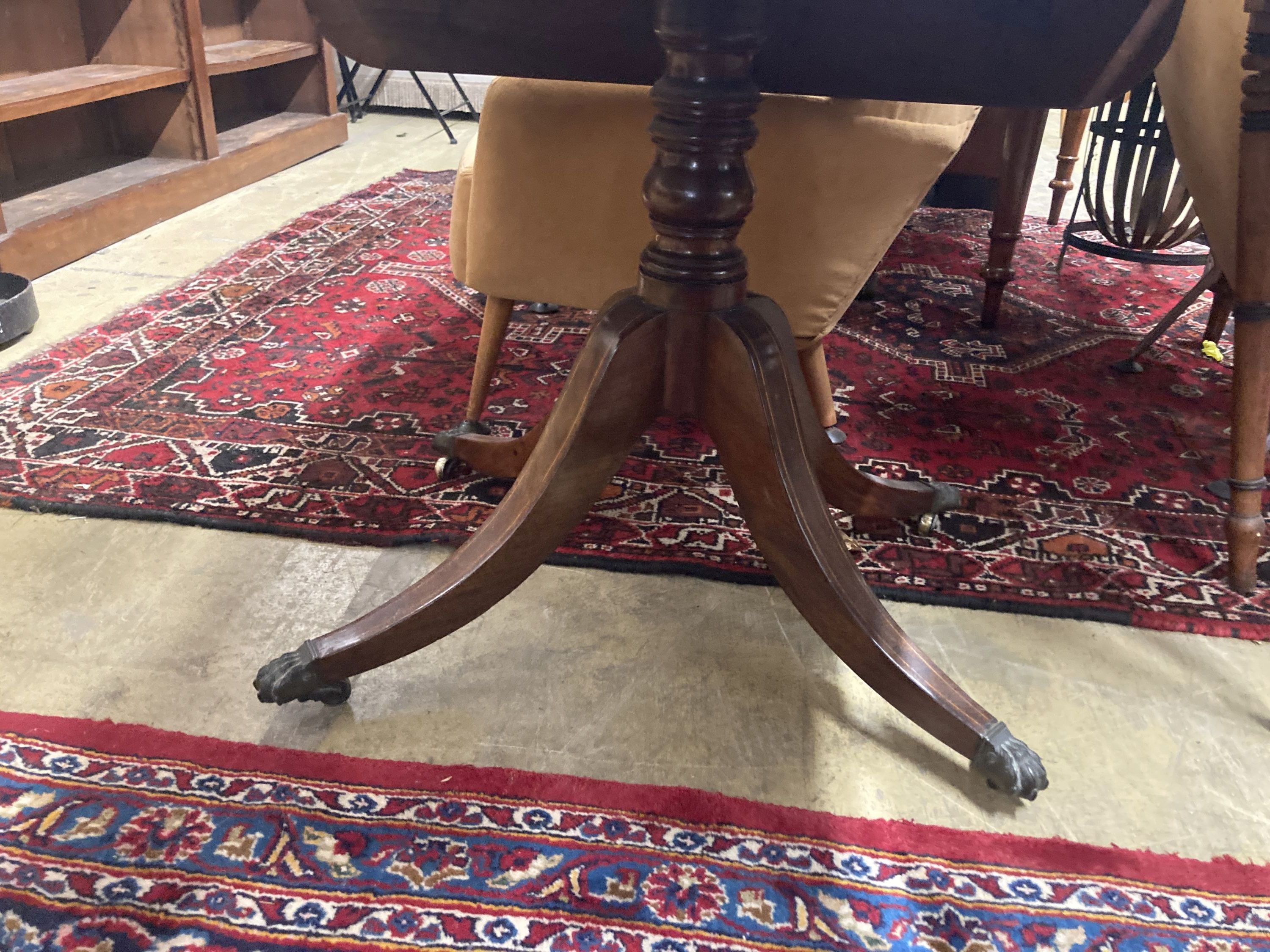 A George IV satinwood banded mahogany Pembroke breakfast table, width 90cm, depth 51cm, height 72cm